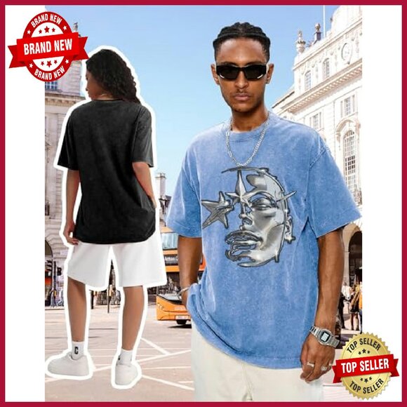 Oversized Cotton Graphic Tee Unisex Vintage Streetwear Short Sleeve - Picture 3 of 8